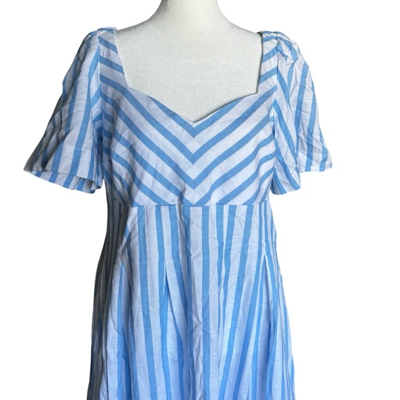 Blue Striped Midi Dress- Sz 8 - Picture 2 of 16